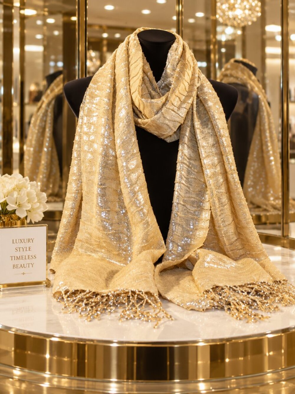 Shimmering Crinkled Metallic Gold Women's Lightweight Fashion Wrap/Shawl ✨NWT✨